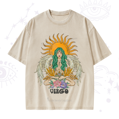 Purplehecate Sun Guardian Of Virgo Zodiac Washed T-Shirt