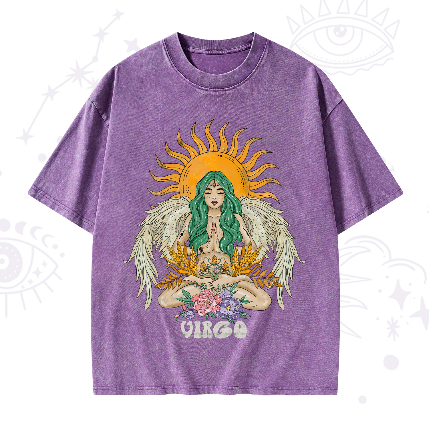 Purplehecate Sun Guardian Of Virgo Zodiac Washed T-Shirt