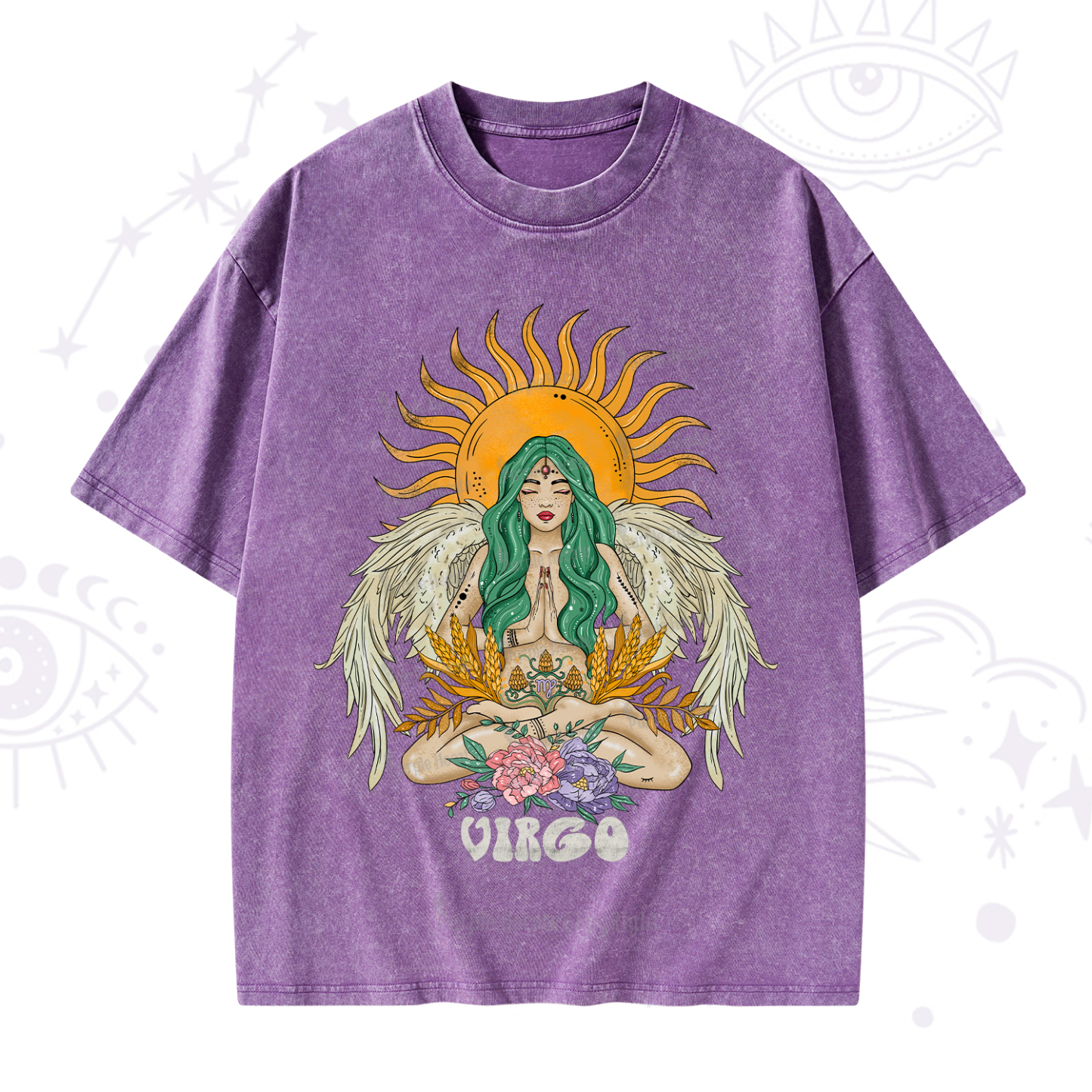 Purplehecate Sun Guardian Of Virgo Zodiac Washed T-Shirt