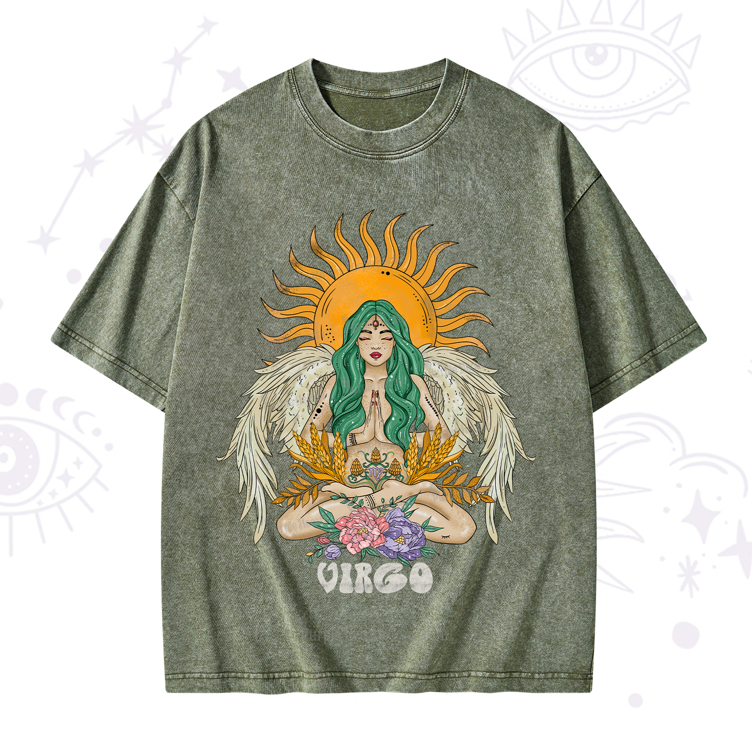 Purplehecate Sun Guardian Of Virgo Zodiac Washed T-Shirt