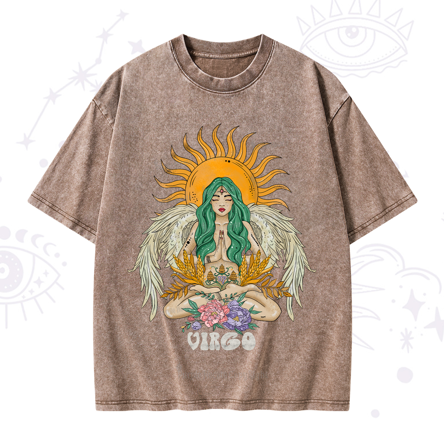Purplehecate Sun Guardian Of Virgo Zodiac Washed T-Shirt
