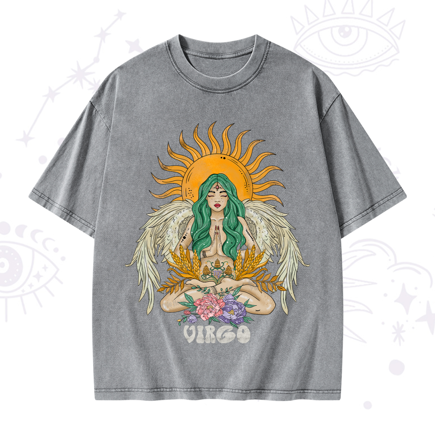 Purplehecate Sun Guardian Of Virgo Zodiac Washed T-Shirt