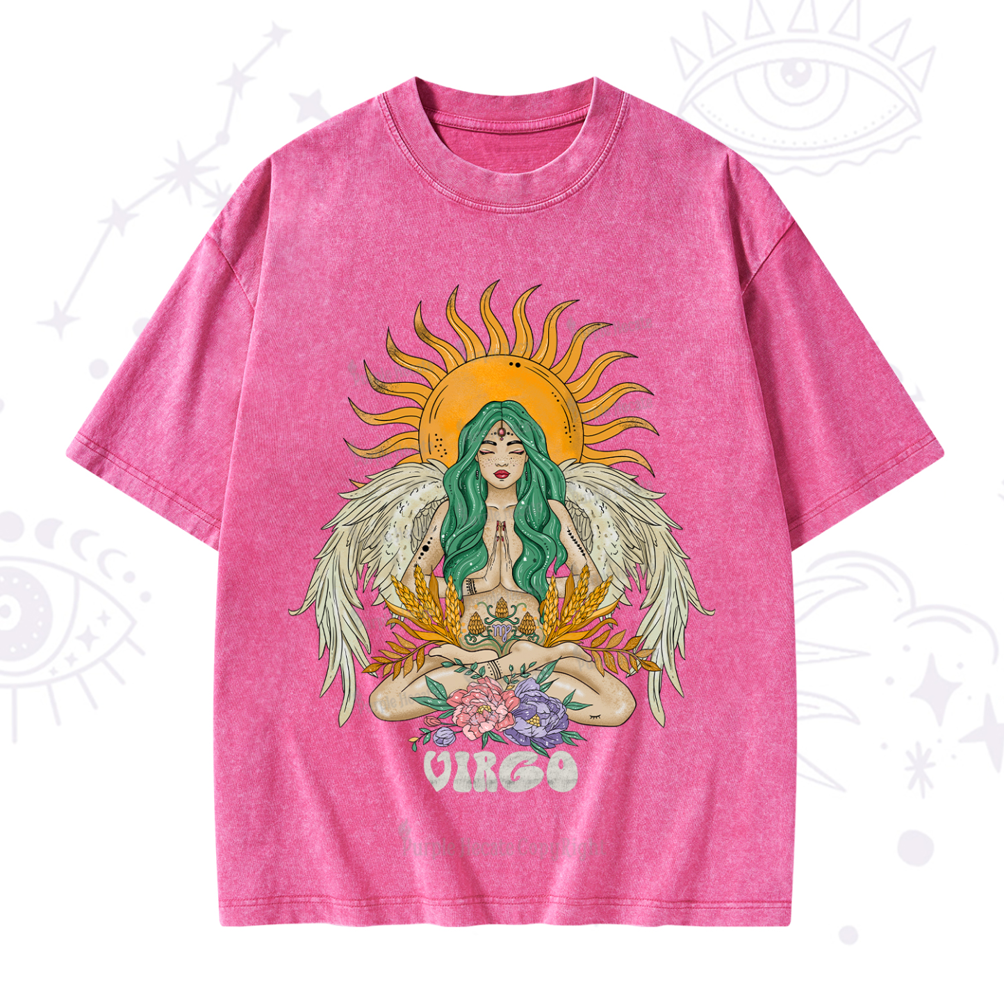 Purplehecate Sun Guardian Of Virgo Zodiac Washed T-Shirt