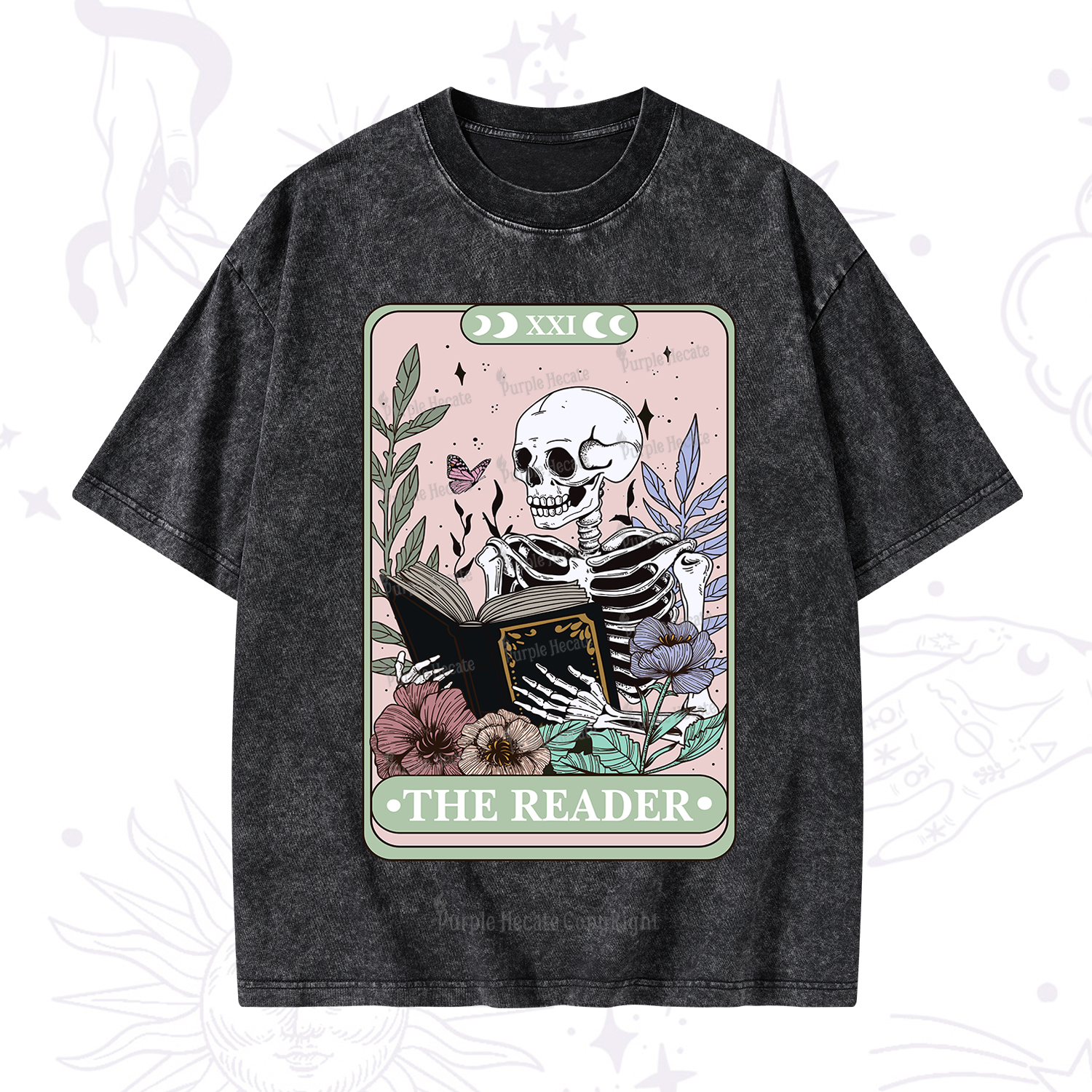 Purplehecate The Reader's Tarot Washed T-Shirt