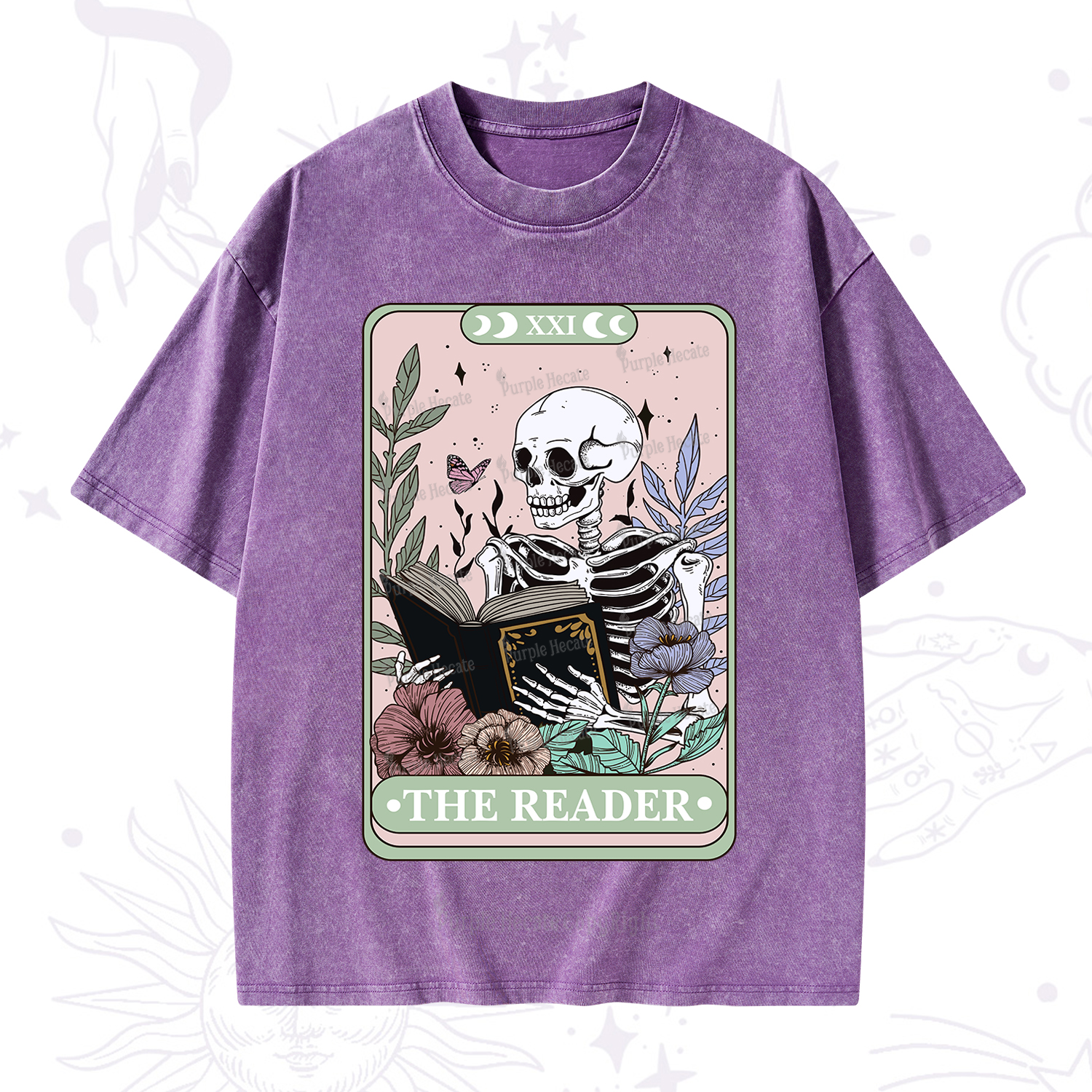 Purplehecate The Reader's Tarot Washed T-Shirt