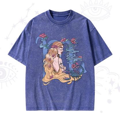 Purplehecate Scorpio In Astrology Zodiac Washed T-Shirt