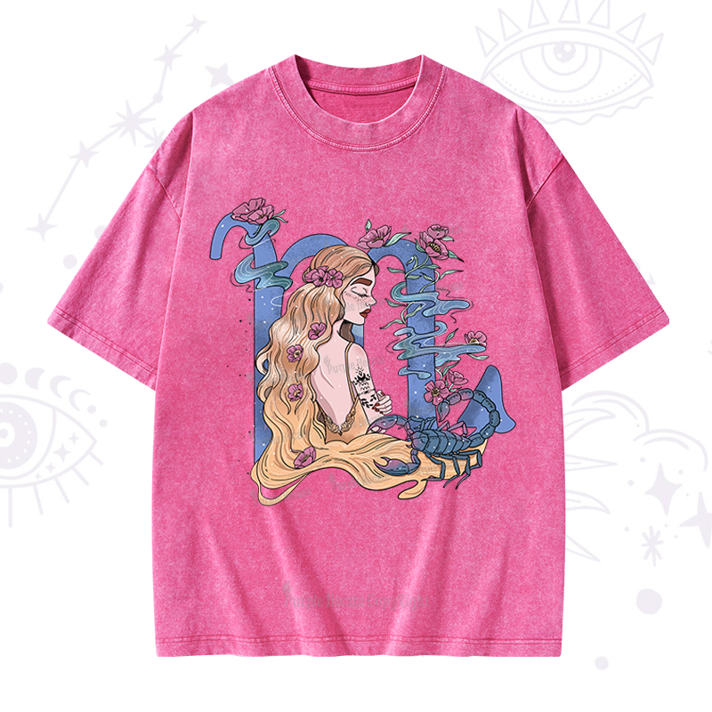 Purplehecate Scorpio In Astrology Zodiac Washed T-Shirt