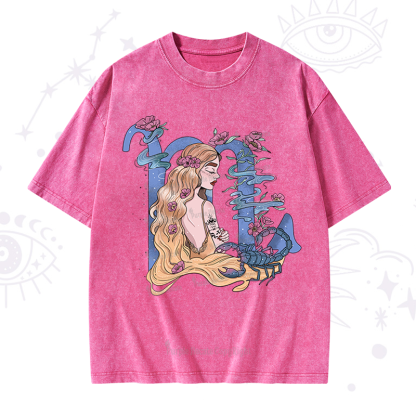 Purplehecate Scorpio In Astrology Zodiac Washed T-Shirt