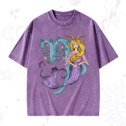 Purplehecate Capricorn In Astrology Zodiac Washed T-Shirt