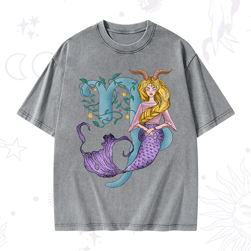 Purplehecate Capricorn In Astrology Zodiac Washed T-Shirt