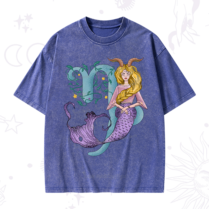 Purplehecate Capricorn In Astrology Zodiac Washed T-Shirt