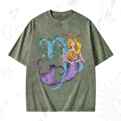 Purplehecate Capricorn In Astrology Zodiac Washed T-Shirt