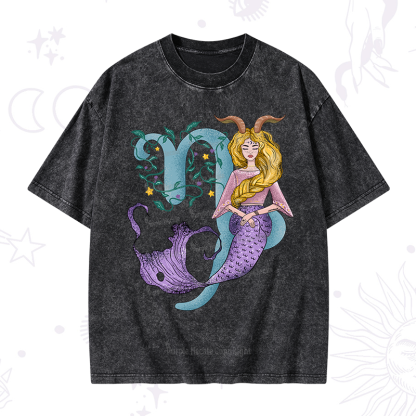 Purplehecate Capricorn In Astrology Zodiac Washed T-Shirt