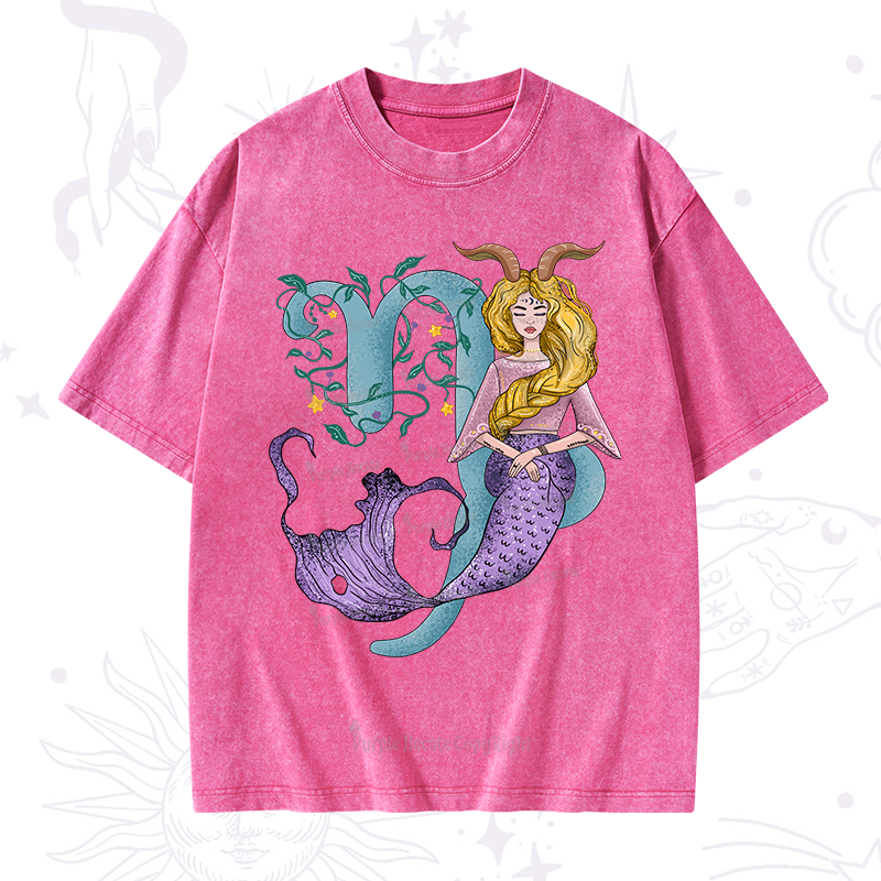 Purplehecate Capricorn In Astrology Zodiac Washed T-Shirt