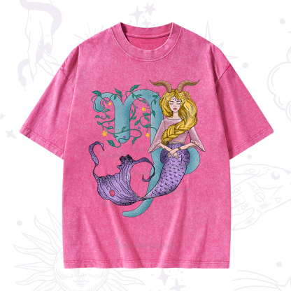 Purplehecate Capricorn In Astrology Zodiac Washed T-Shirt