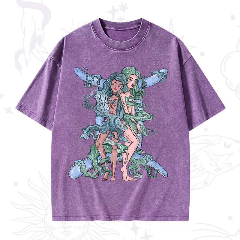 Purplehecate Gemini In Astrology Zodiac Washed T-Shirt