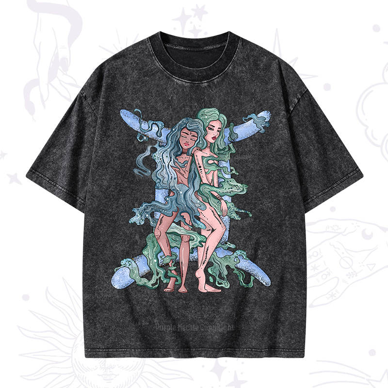 Purplehecate Gemini In Astrology Zodiac Washed T-Shirt