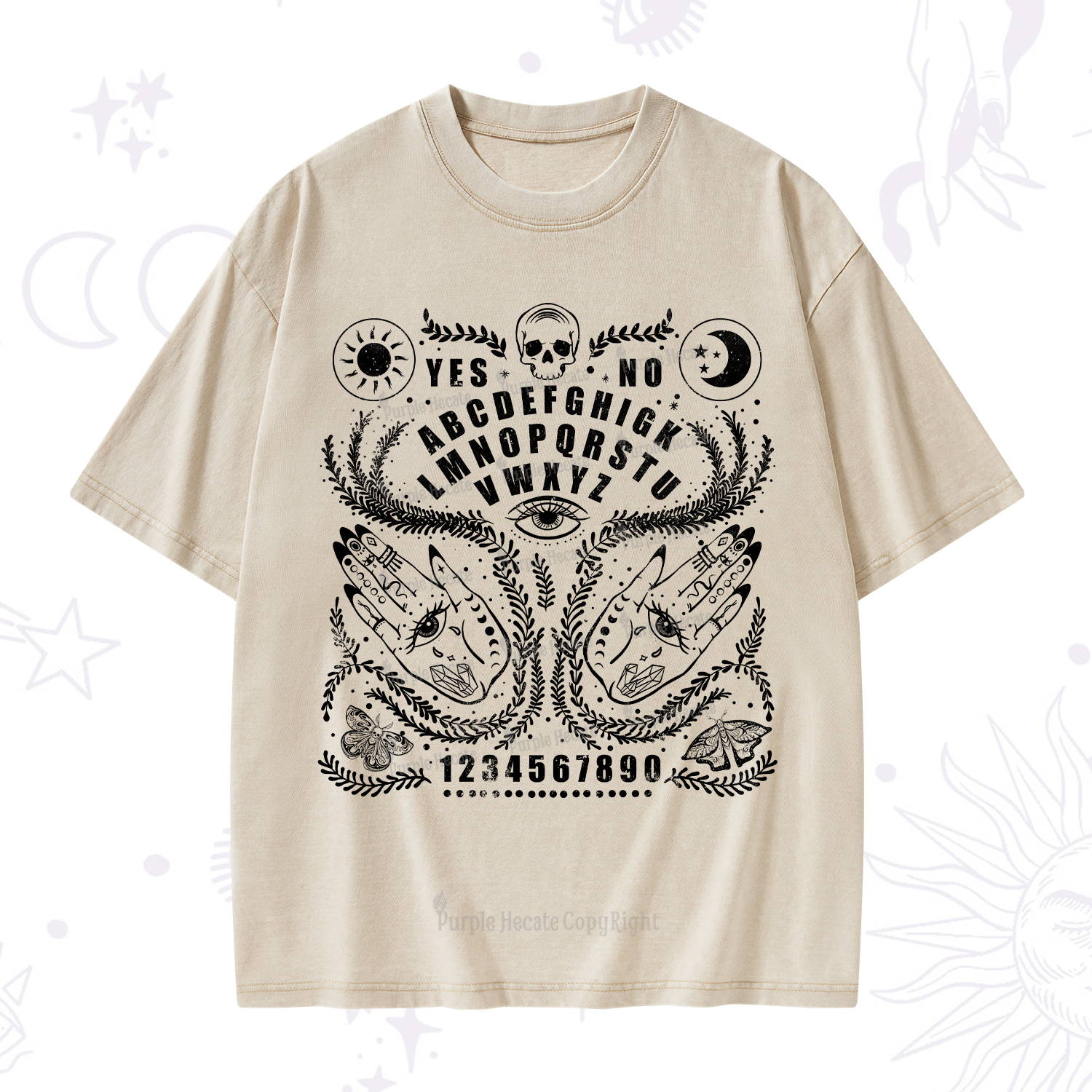 Purplehecate Ouija Spirit Board Washed T-Shirt