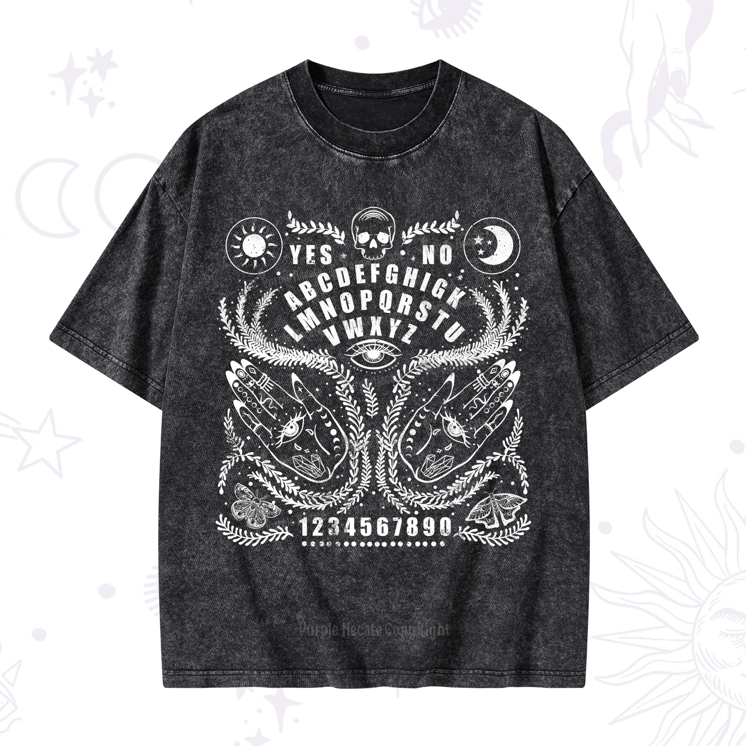 Purplehecate Ouija Spirit Board Washed T-Shirt