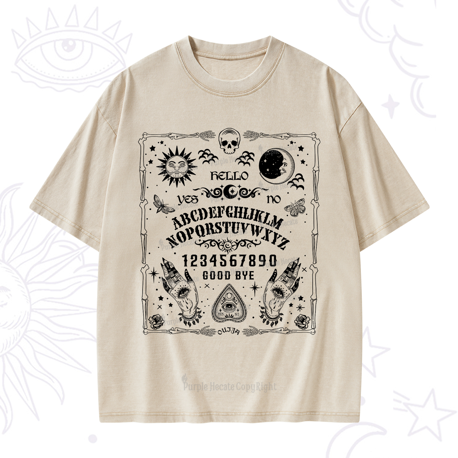 Purplehecate Ouija Board Washed T-Shirt