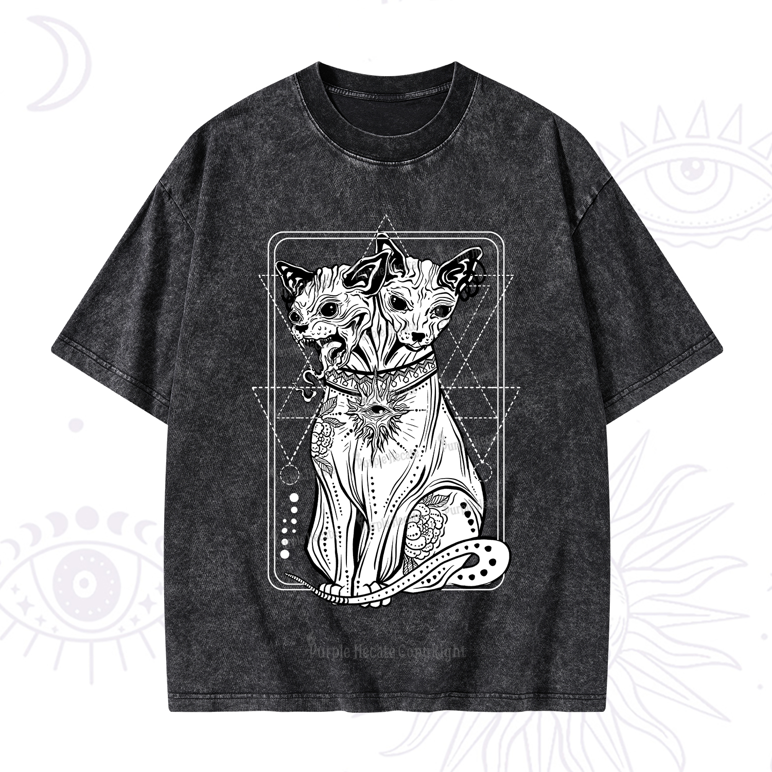 Purplehecate The Cat Goddess Bastet Washed T-Shirt