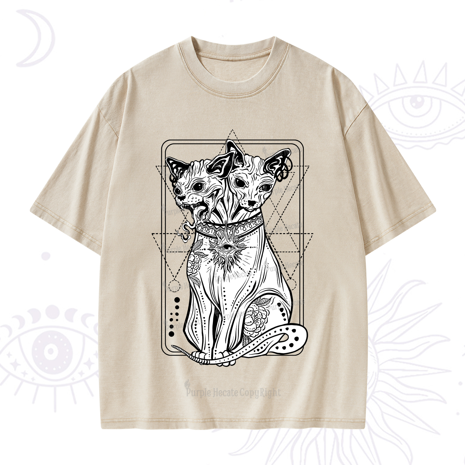 Purplehecate The Cat Goddess Bastet Washed T-Shirt