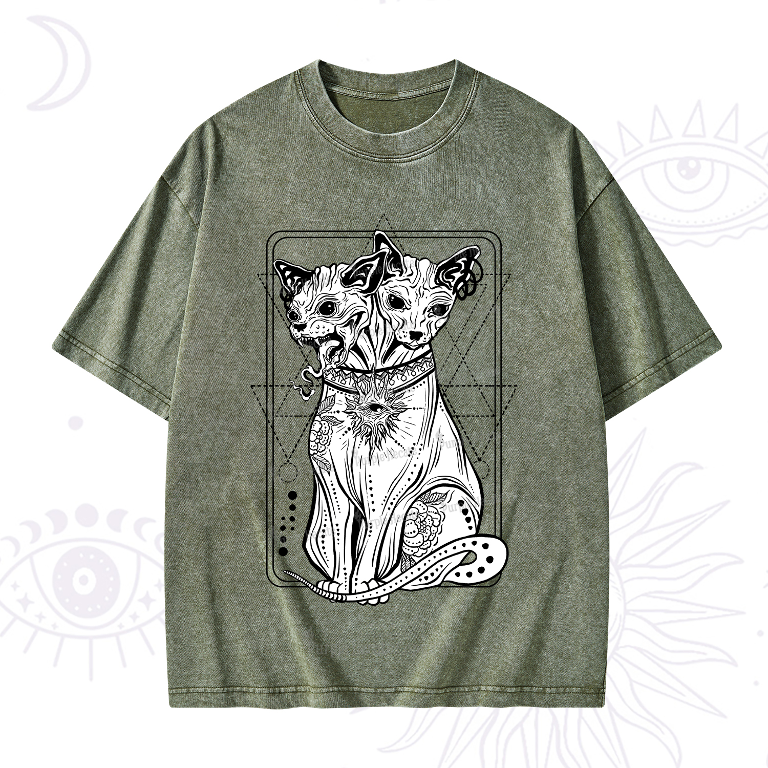Purplehecate The Cat Goddess Bastet Washed T-Shirt