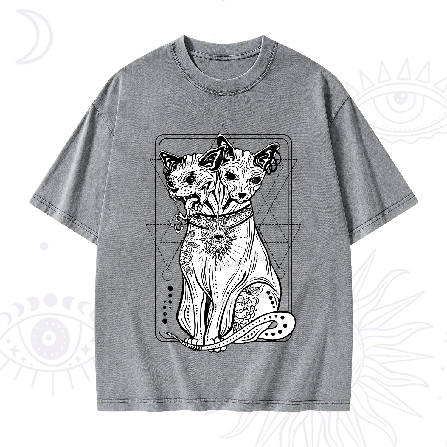 Purplehecate The Cat Goddess Bastet Washed T-Shirt