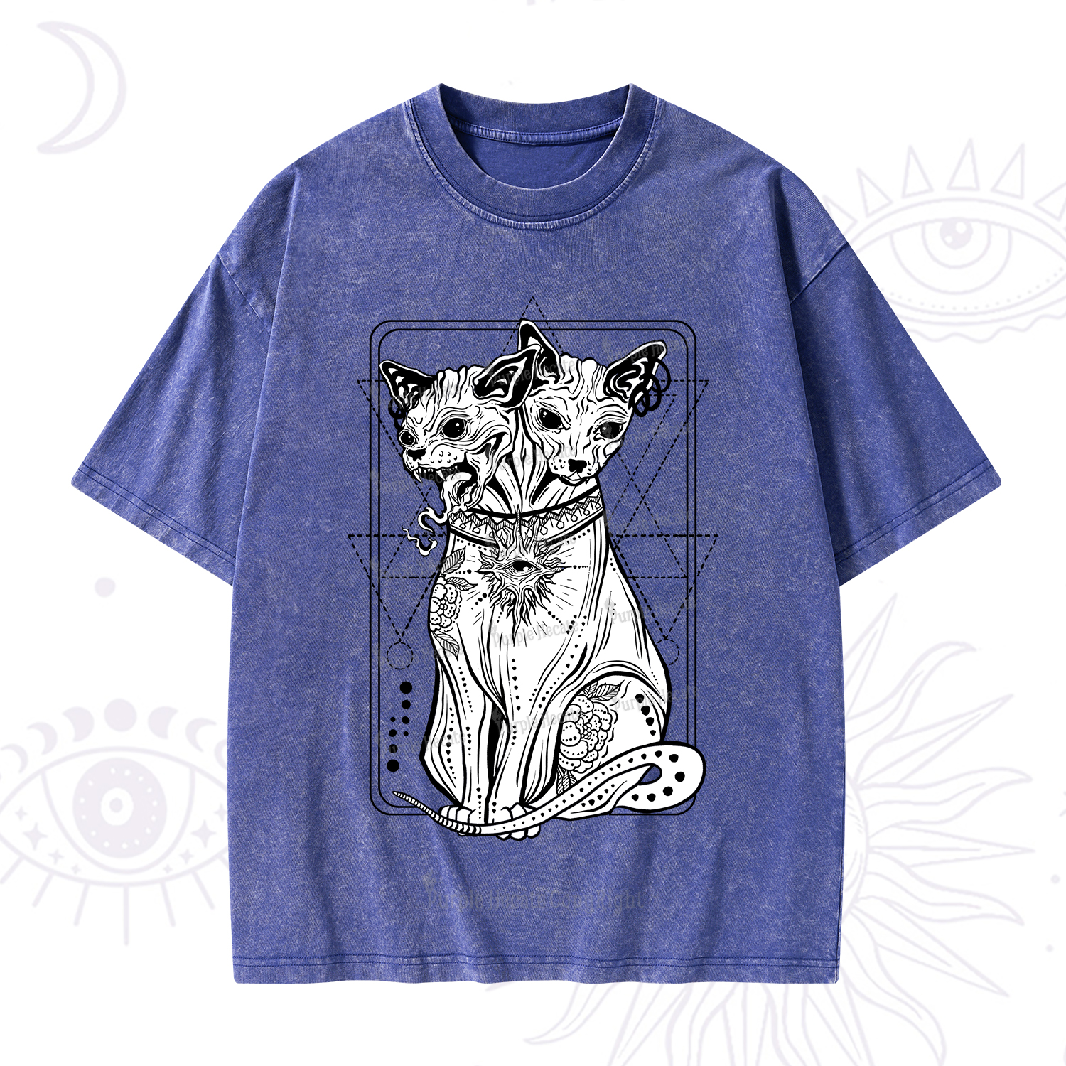 Purplehecate The Cat Goddess Bastet Washed T-Shirt