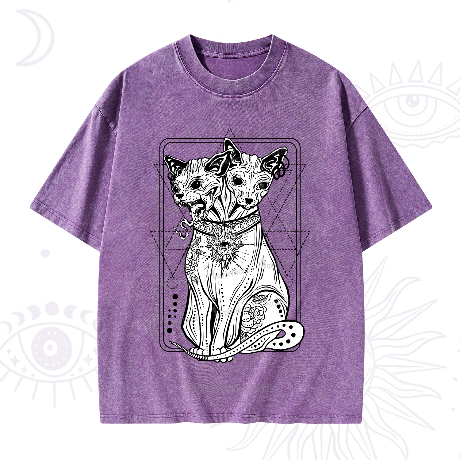 Purplehecate The Cat Goddess Bastet Washed T-Shirt
