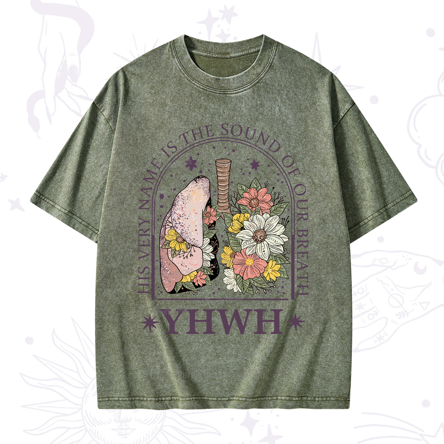 Purplehecate His Very Name Is The Sound Of Our Breath Washed T-Shirt
