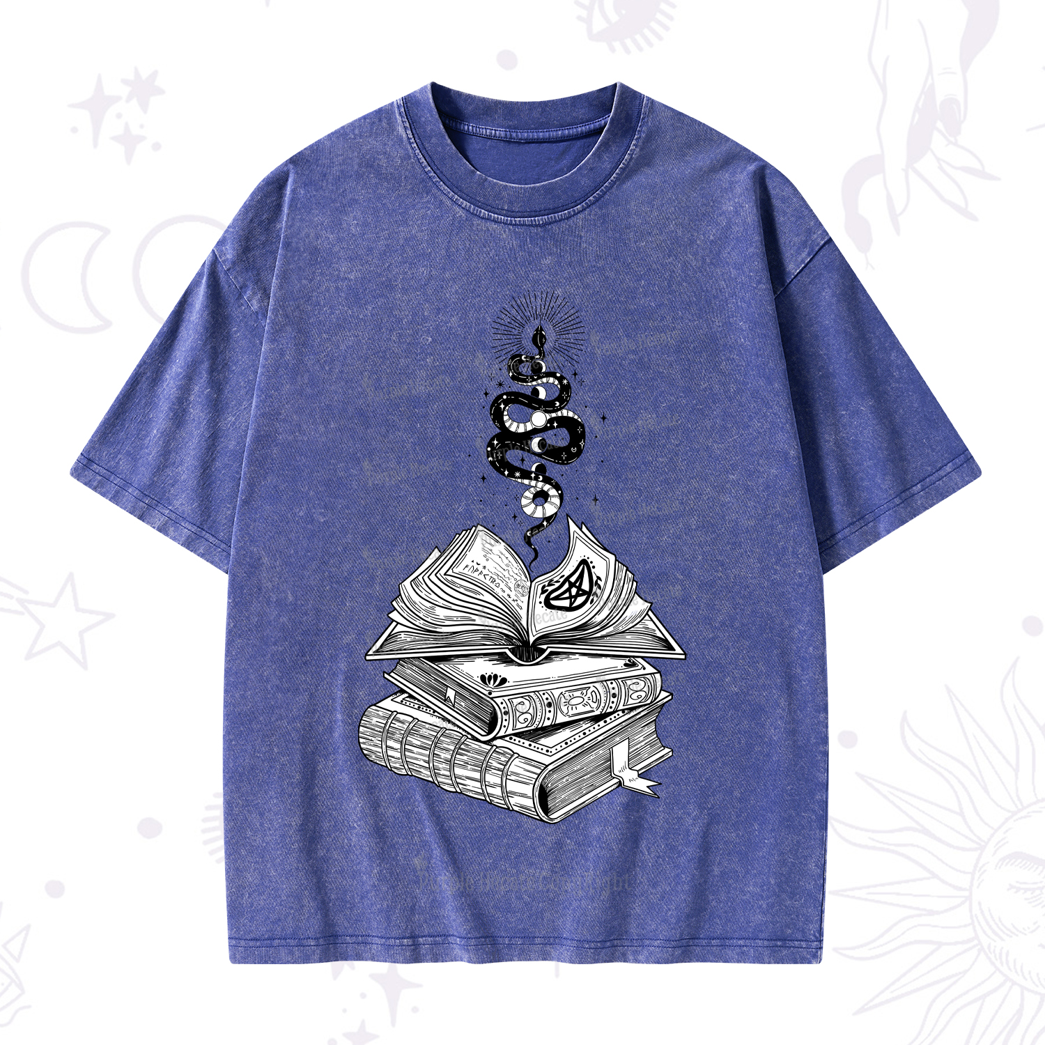 Purplehecate Spellbook And Guardian Serpent Washed T-Shirt