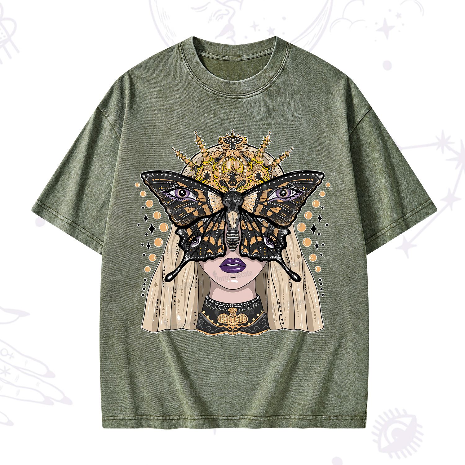 Purplehecate Butterfly Witchy Washed T-Shirt