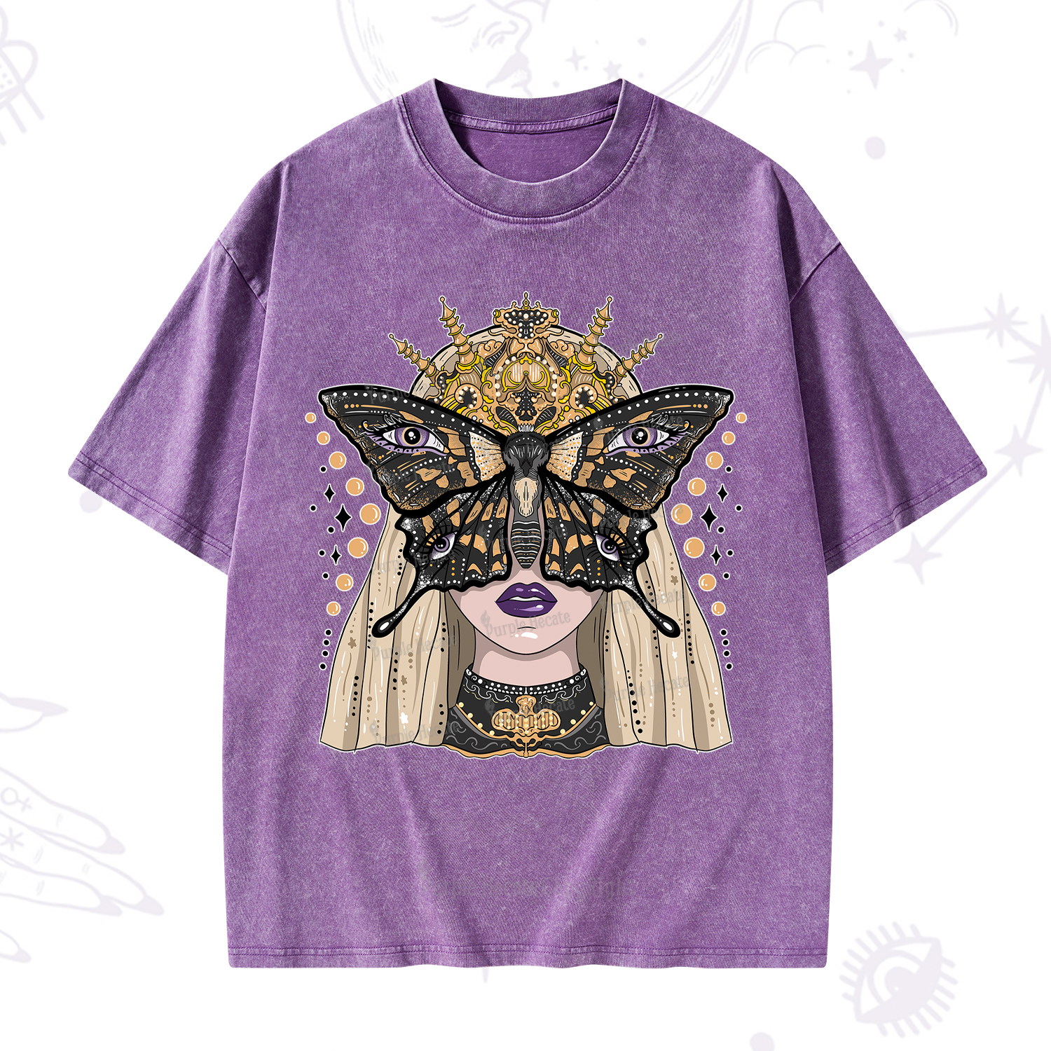 Purplehecate Butterfly Witchy Washed T-Shirt