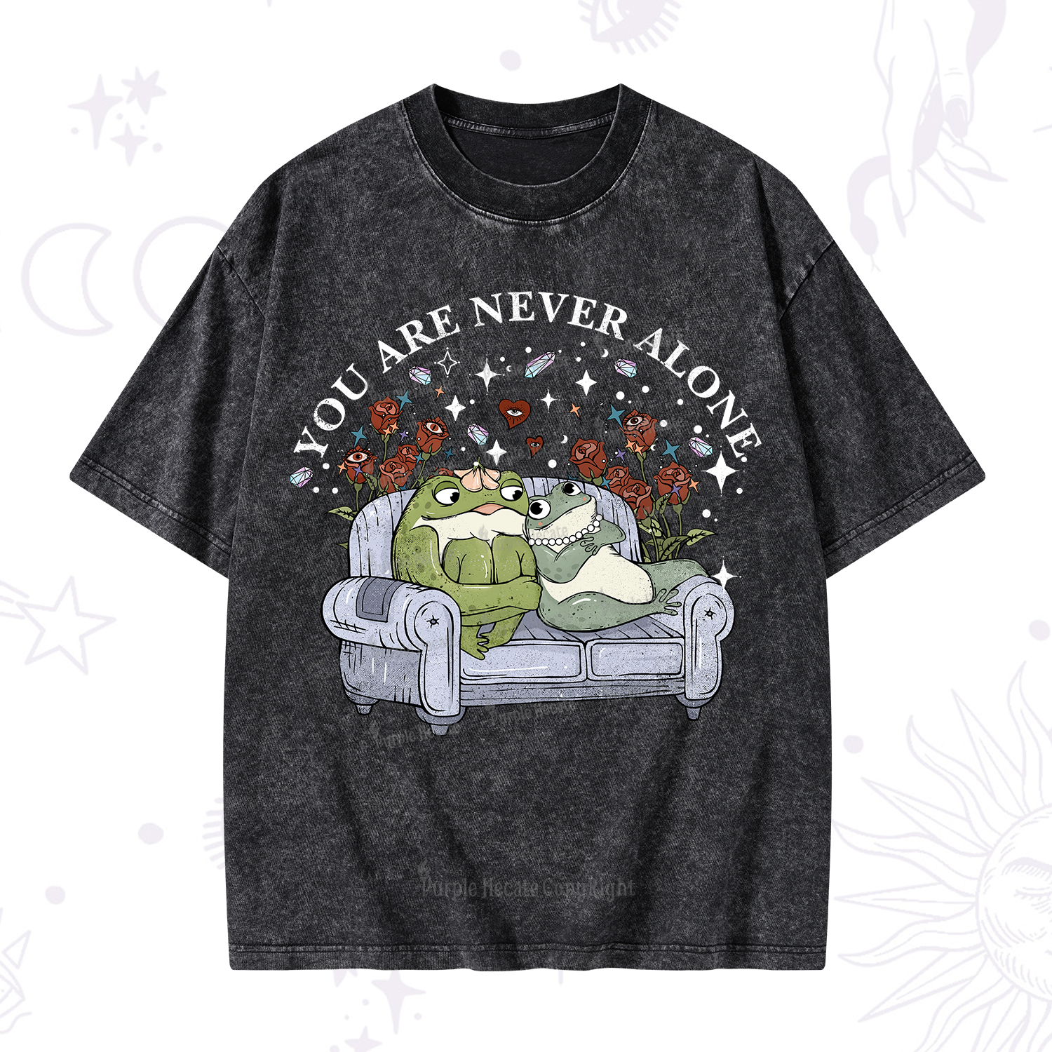 Purplehecate Your Are Never Alone Washed T-Shirt