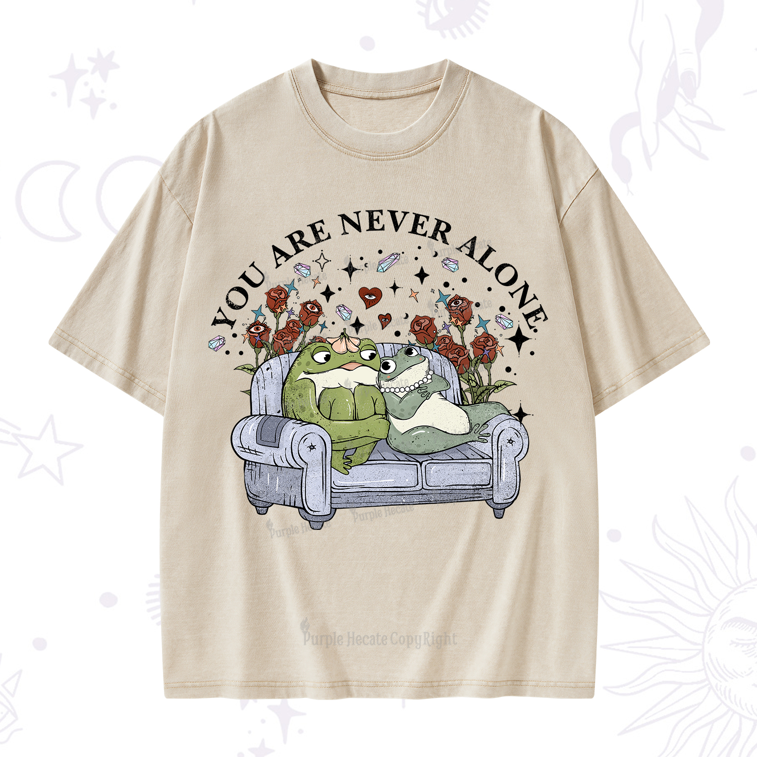 Purplehecate Your Are Never Alone Washed T-Shirt