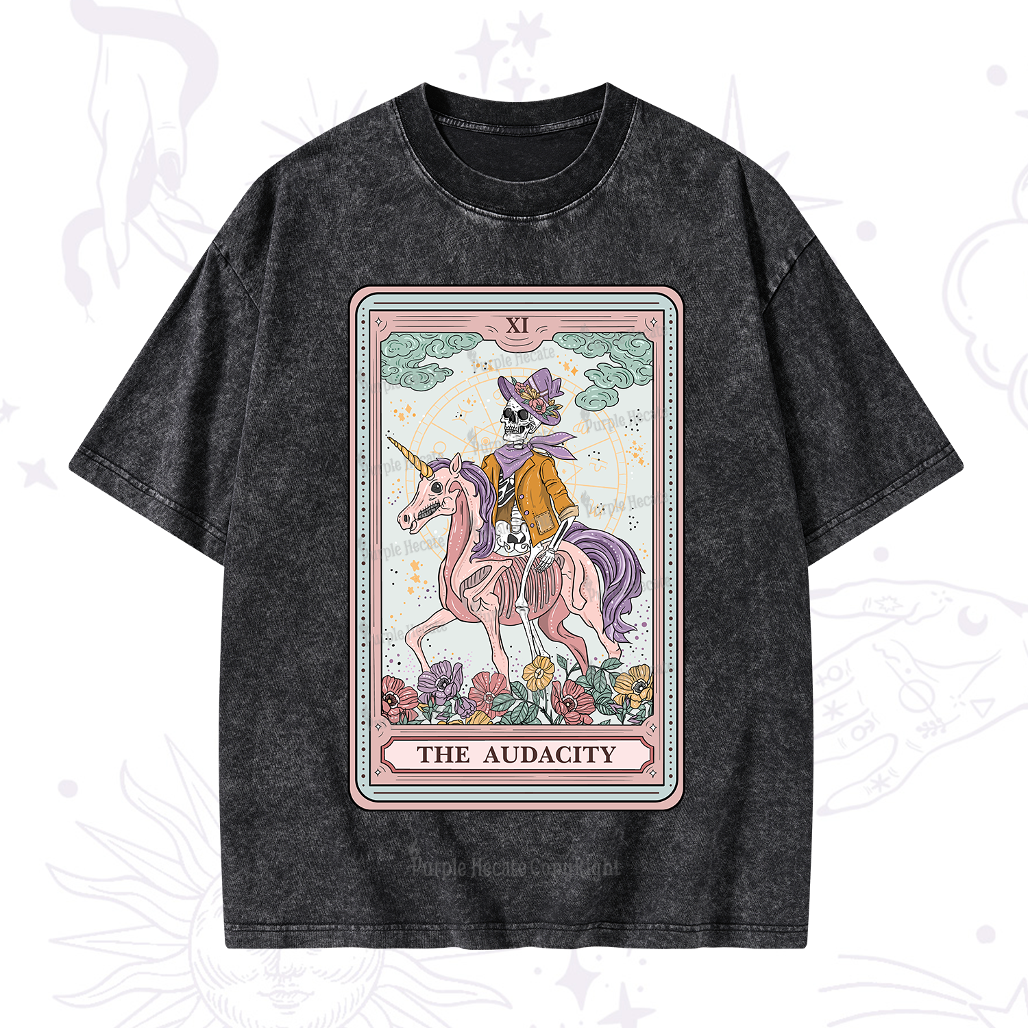 Purplehecate The Audacity Tarot Card Washed T-Shirt