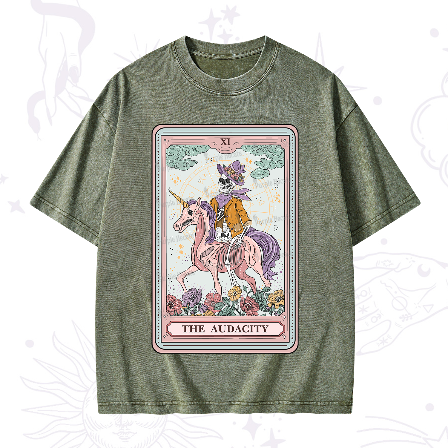 Purplehecate The Audacity Tarot Card Washed T-Shirt