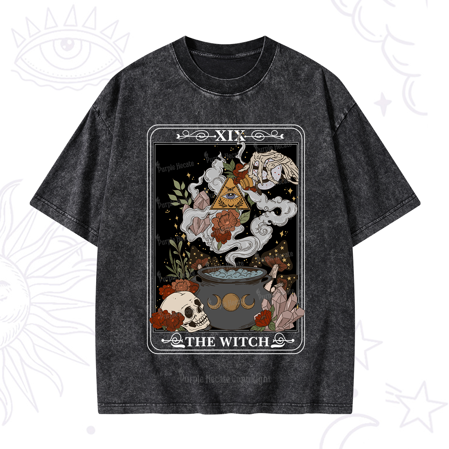 Purplehecate The Witch Tarot Washed T-Shirt