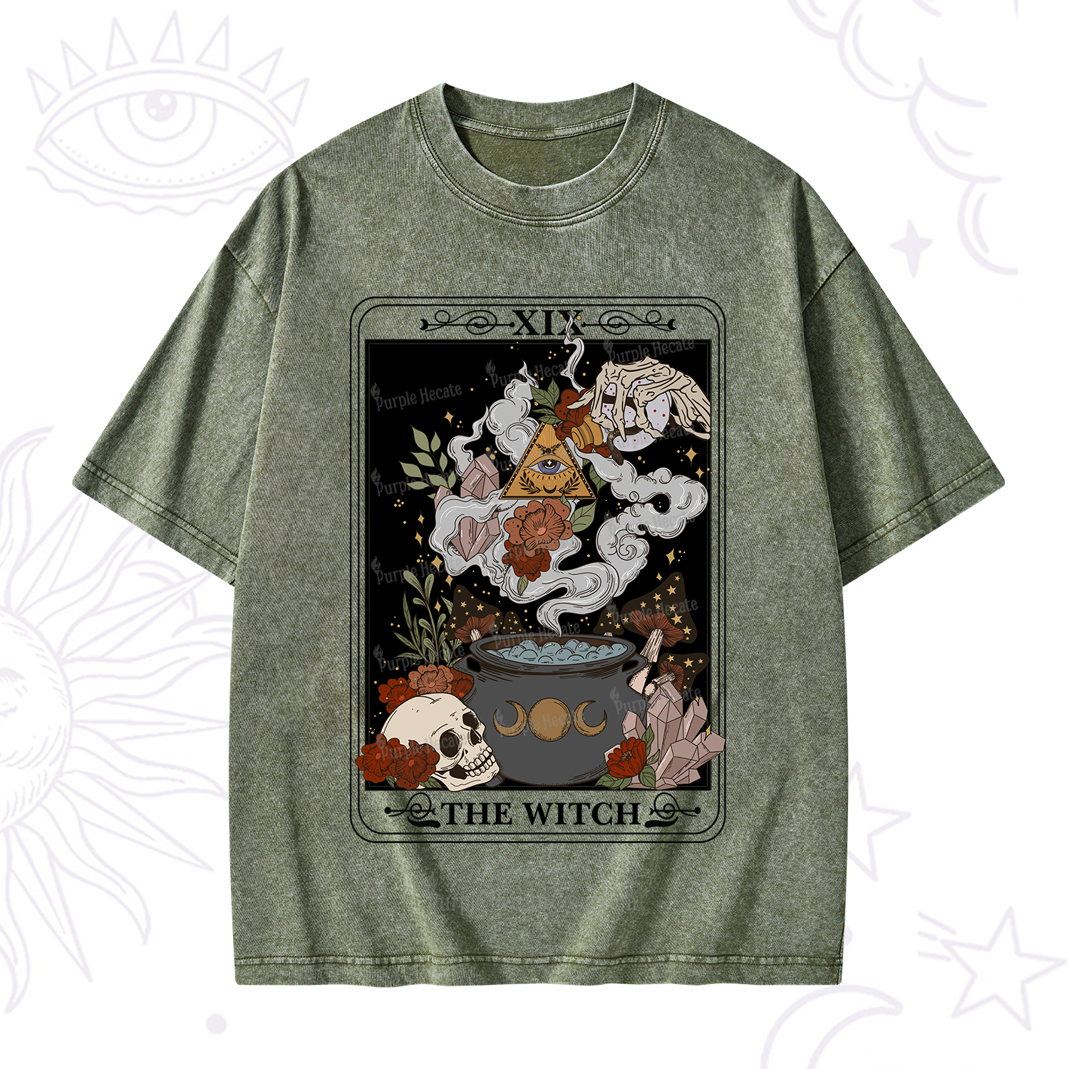 Purplehecate The Witch Tarot Washed T-Shirt