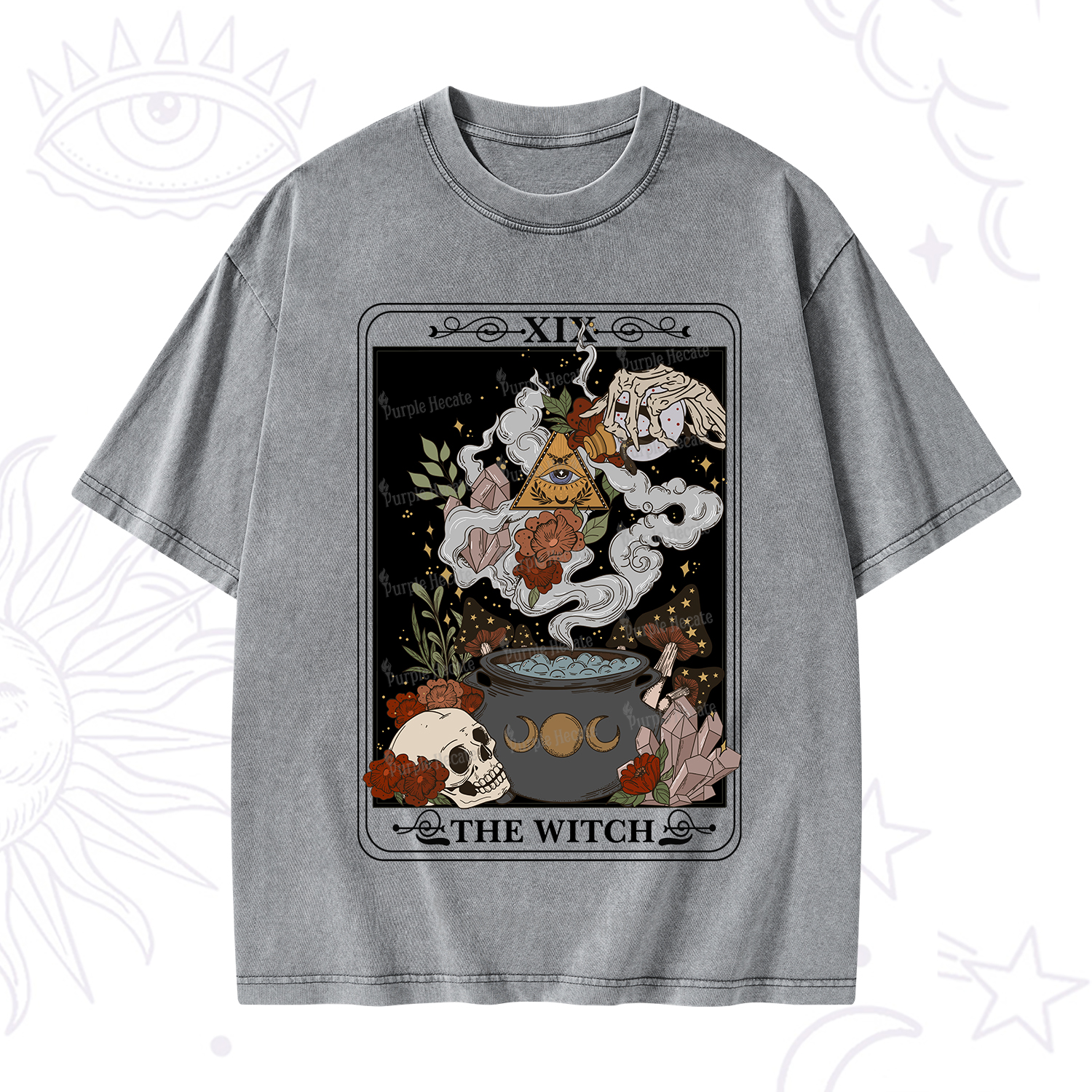 Purplehecate The Witch Tarot Washed T-Shirt