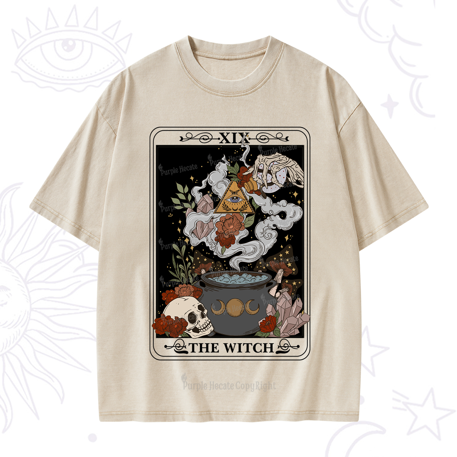 Purplehecate The Witch Tarot Washed T-Shirt