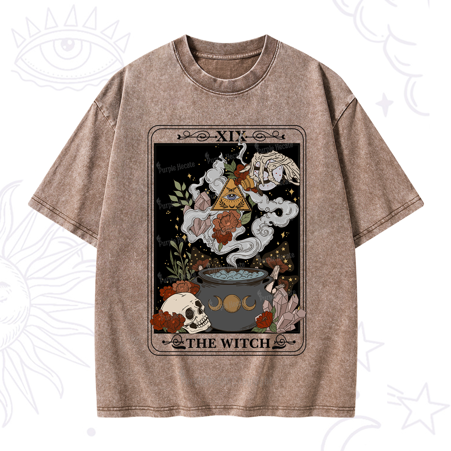 Purplehecate The Witch Tarot Washed T-Shirt