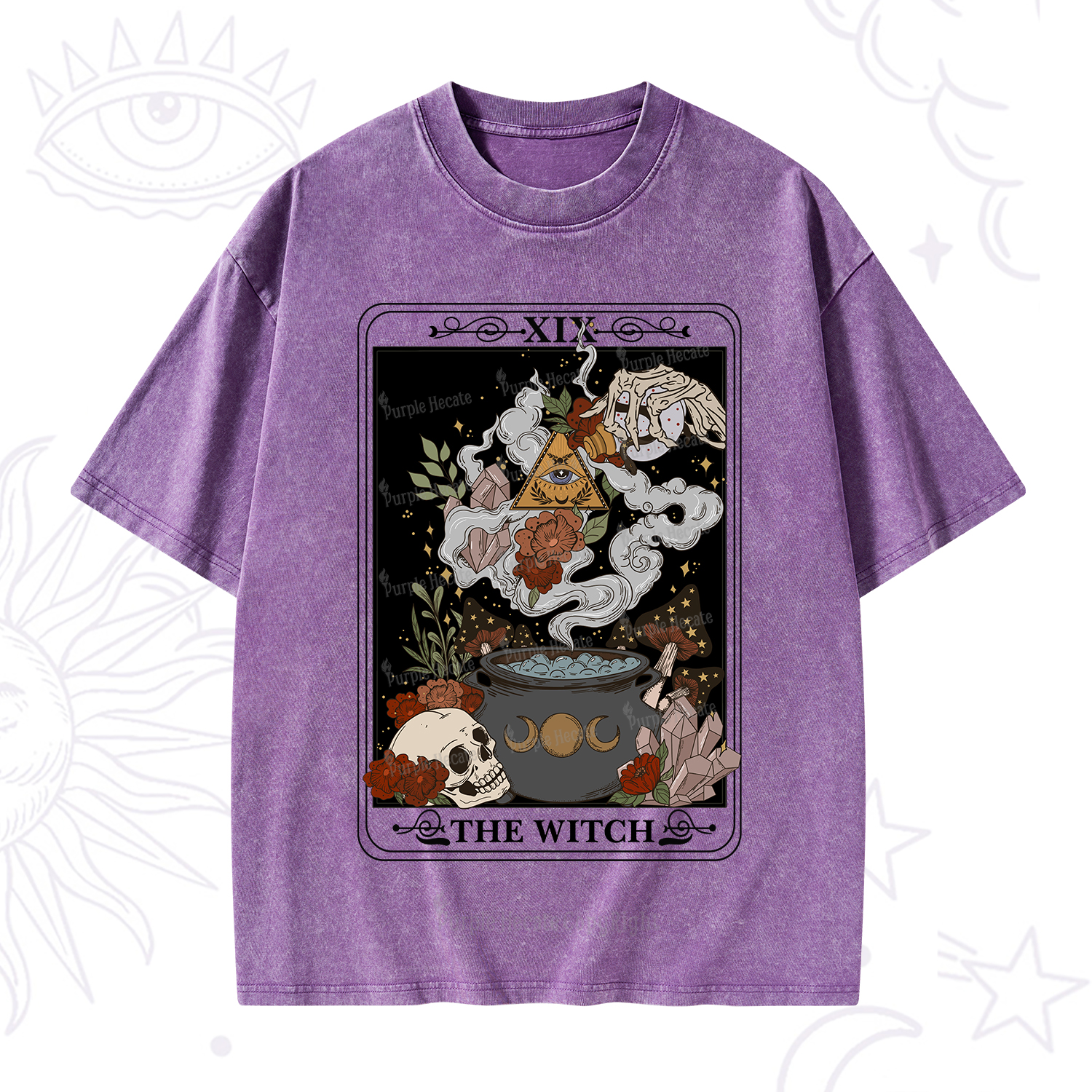 Purplehecate The Witch Tarot Washed T-Shirt