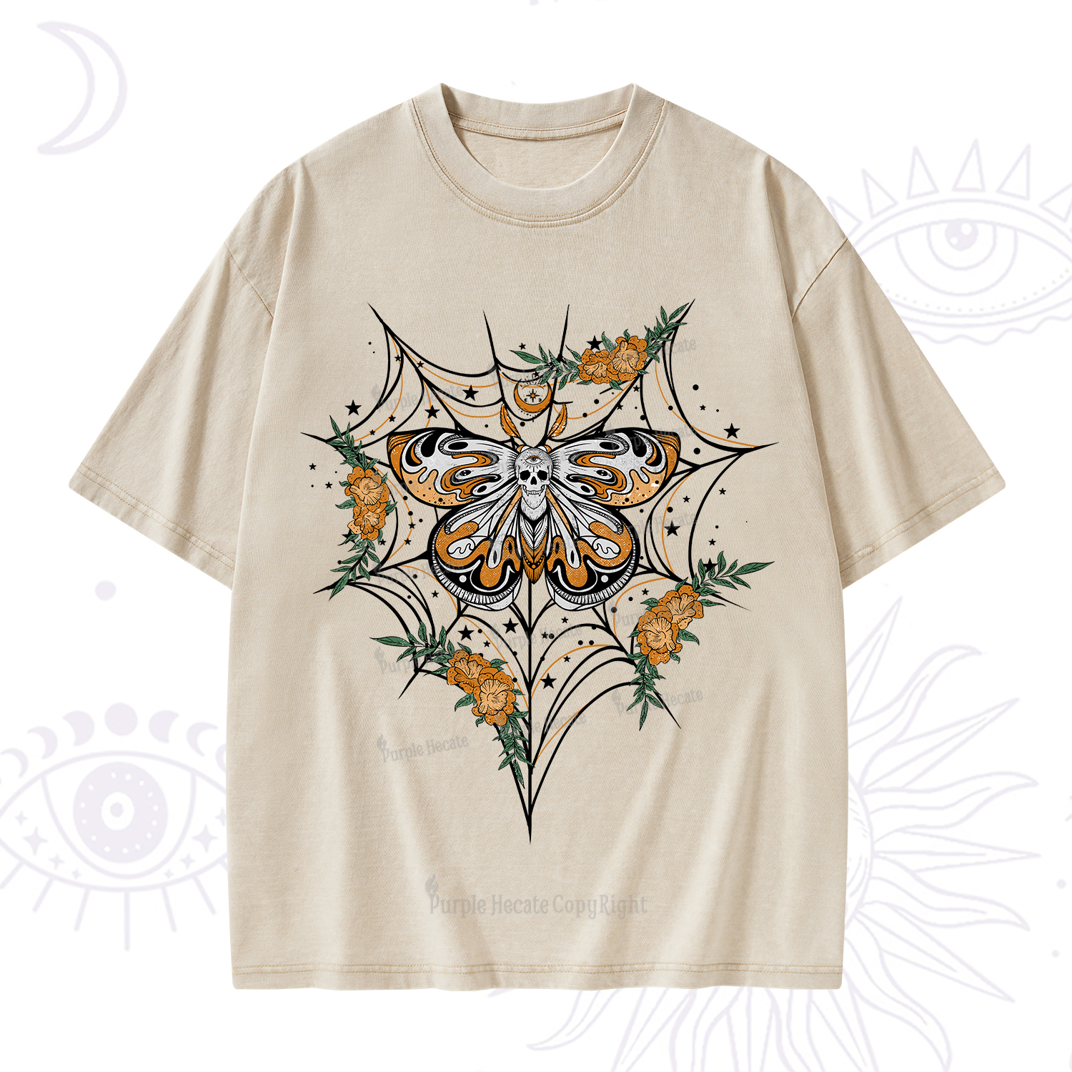 Purplehecate Death Head Moth Washed T-Shirt