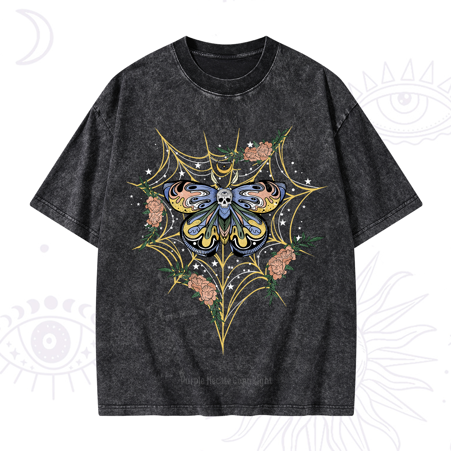 Purplehecate Death Head Moth Washed T-Shirt