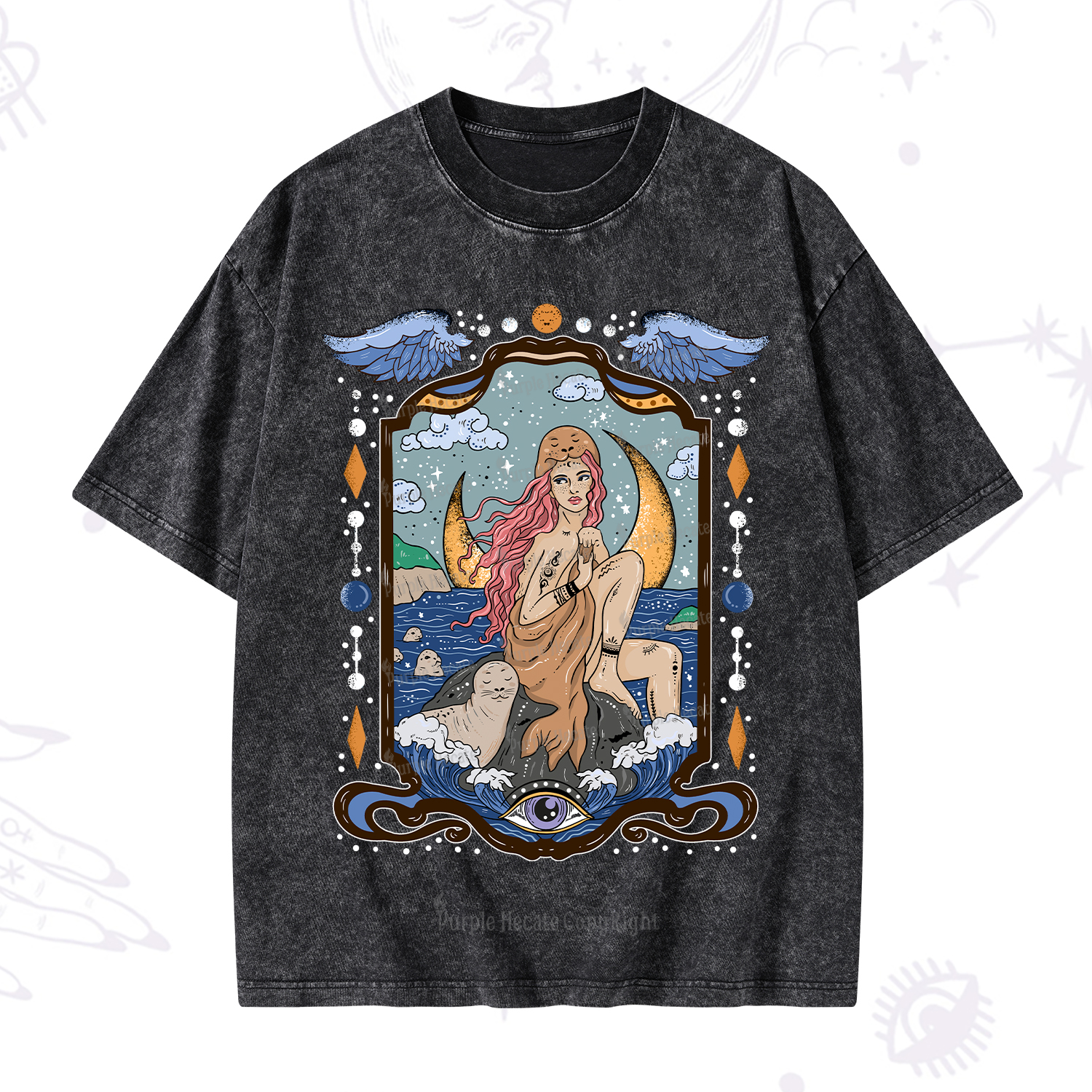 Purplehecate Selkie Woman Washed T-Shirt