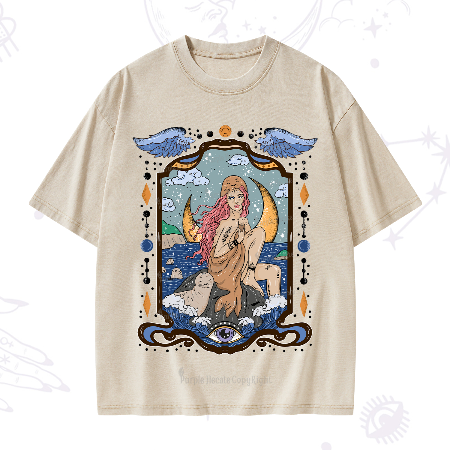 Purplehecate Selkie Woman Washed T-Shirt