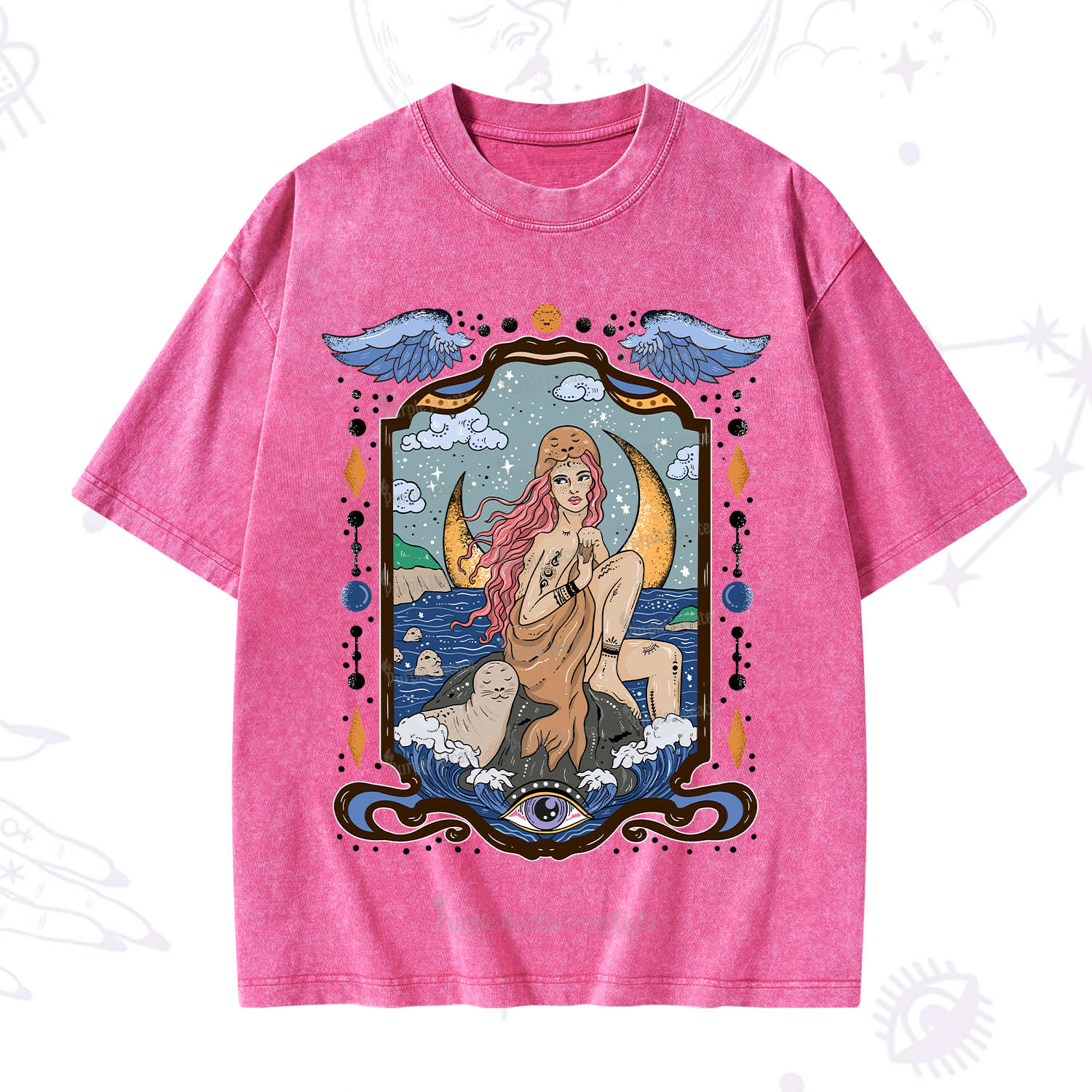 Purplehecate Selkie Woman Washed T-Shirt