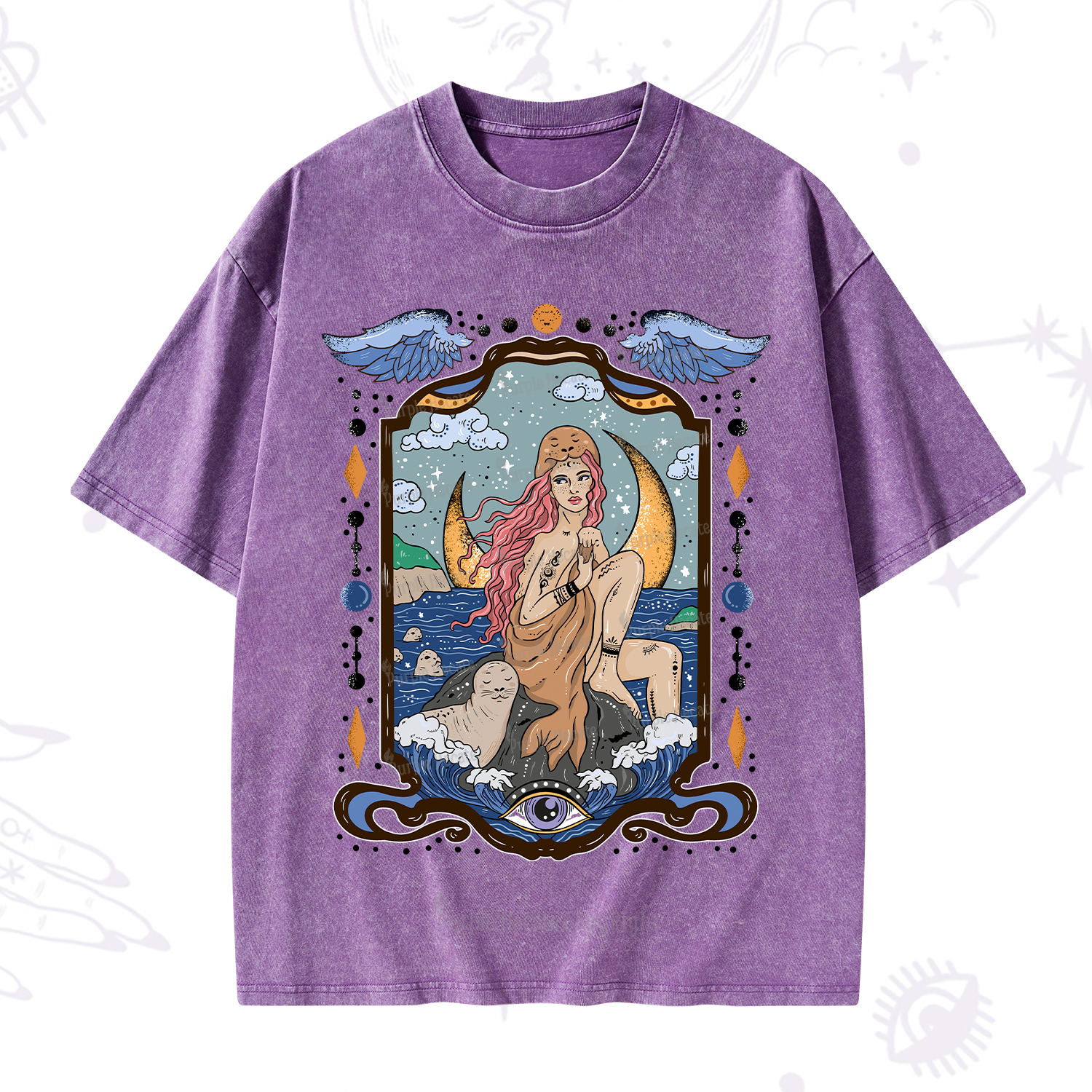 Purplehecate Selkie Woman Washed T-Shirt